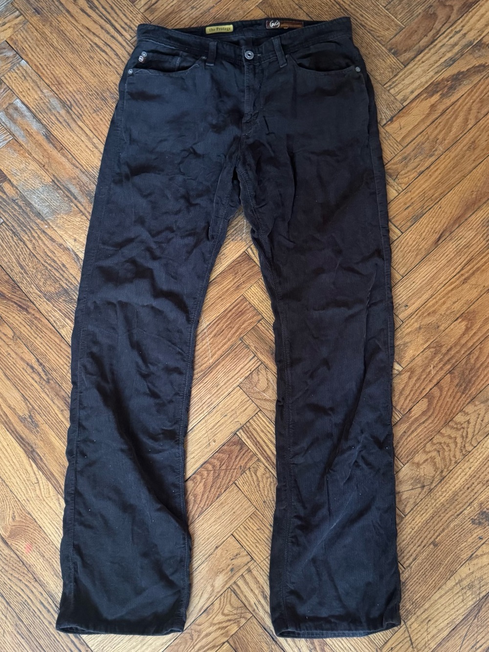 AG Adriano Goldschmied Pants Mens 32R Brown The Protege Corduroy Chinos USA